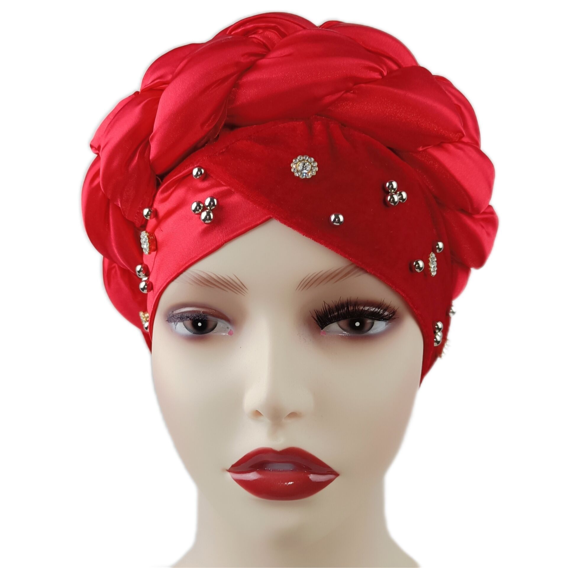 New Africa Satin Fabric Auto Gele Headties Nigerian Muslim Wedding Braided Turban Hat For Women