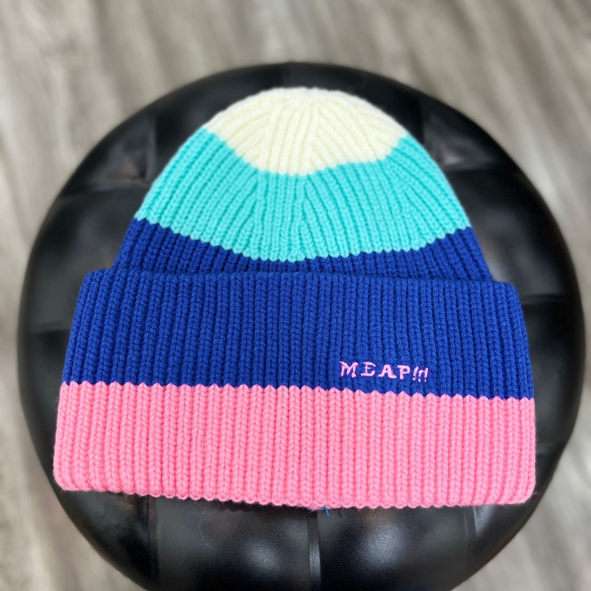 Custom Cheap Men Women Colorful Striped Cuffed Knitted Hat Simple Colorblock Winter Acrylic Beanie