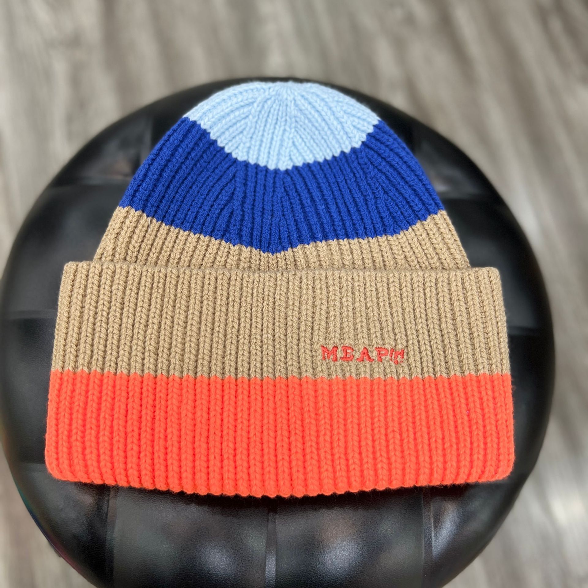 Custom Cheap Men Women Colorful Striped Cuffed Knitted Hat Simple Colorblock Winter Acrylic Beanie