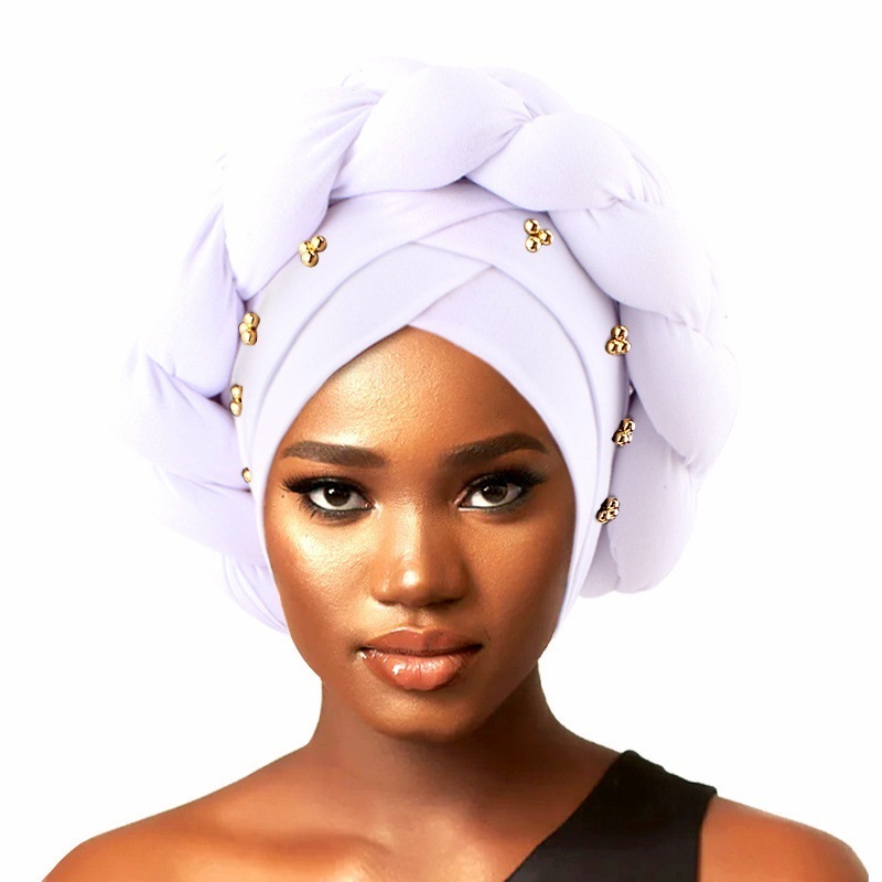 Auto Gele African  Headtie Islamic Hat For Ladies Head Wraps Nigerian Wedding Hat Muslim Turban for Women