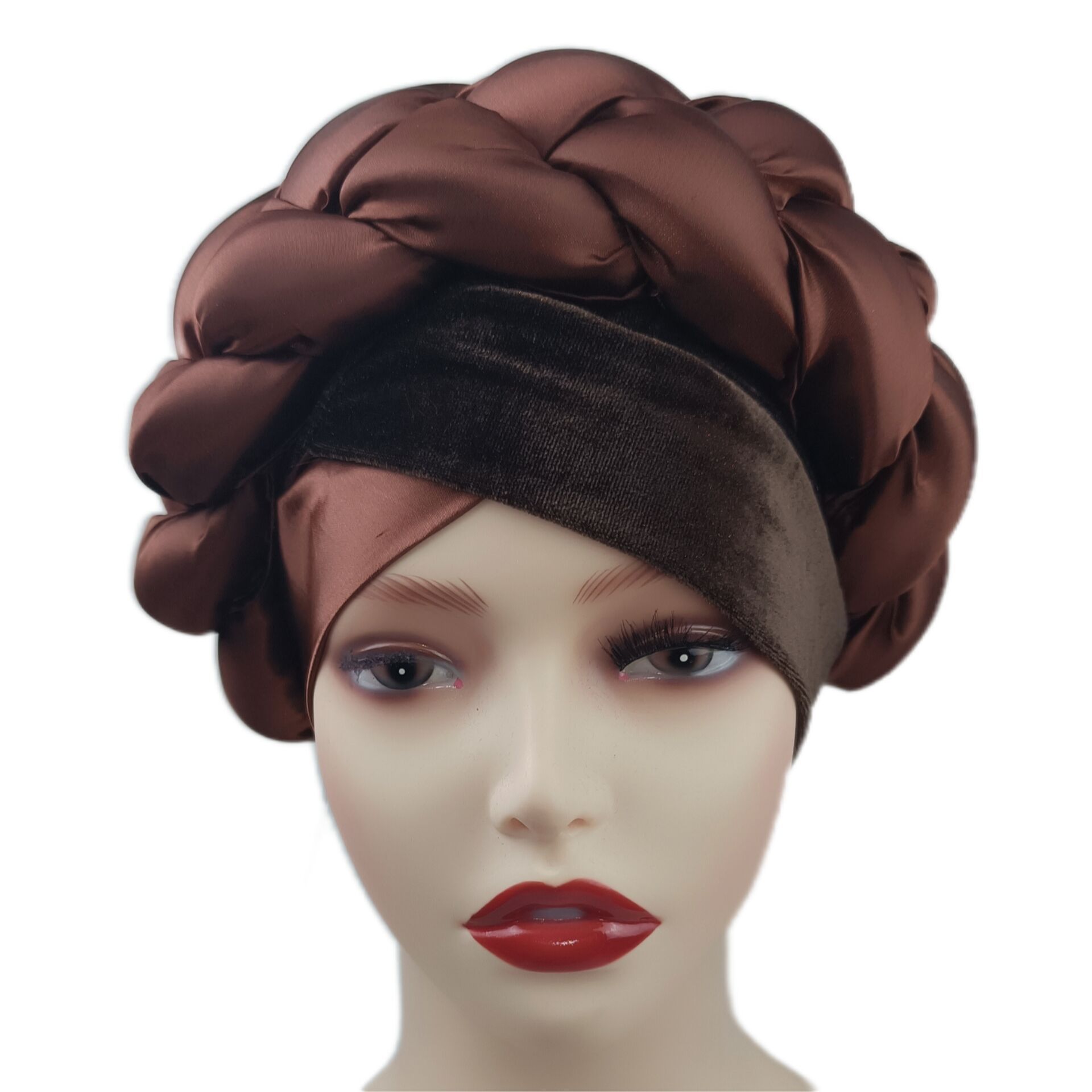 New Africa Satin Fabric Auto Gele Headties Nigerian Muslim Wedding Braided Turban Hat For Women