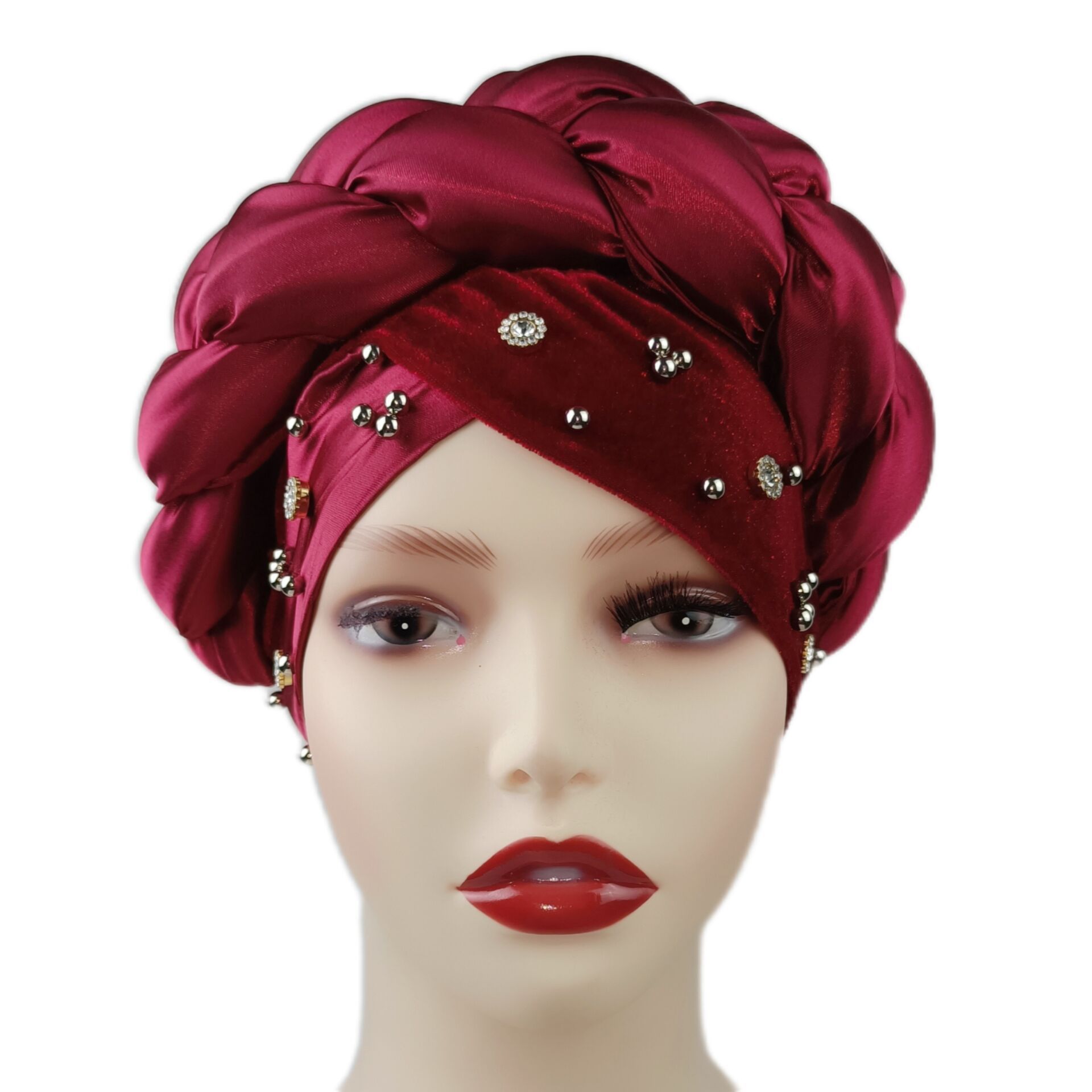 New Africa Satin Fabric Auto Gele Headties Nigerian Muslim Wedding Braided Turban Hat For Women