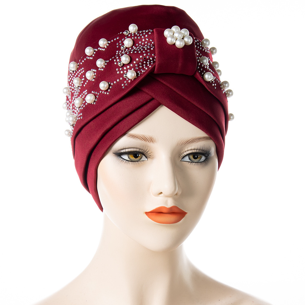 New Design Latest African Nigerian Aso Oke Gele Headtie Space Layer Fabric Muslim Woman Hijab Turban Hat with Rhinestone