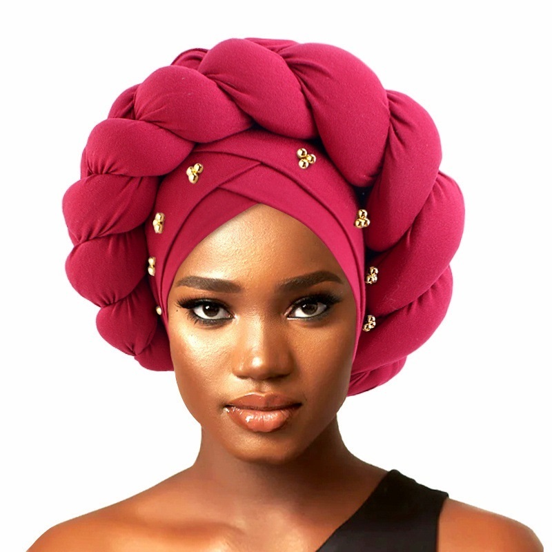 Auto Gele African  Headtie Islamic Hat For Ladies Head Wraps Nigerian Wedding Hat Muslim Turban for Women