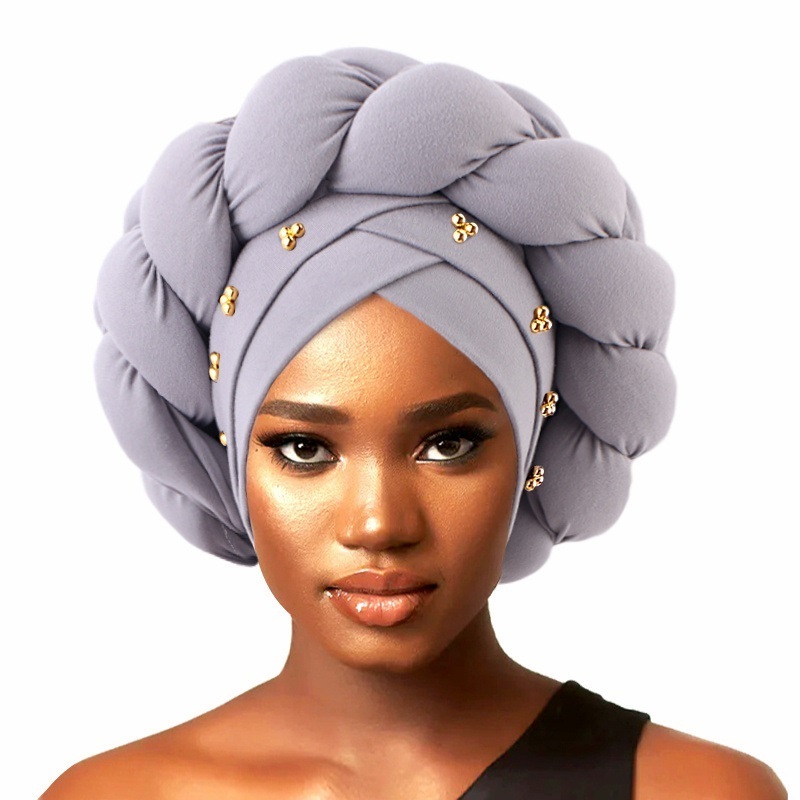 Auto Gele African  Headtie Islamic Hat For Ladies Head Wraps Nigerian Wedding Hat Muslim Turban for Women