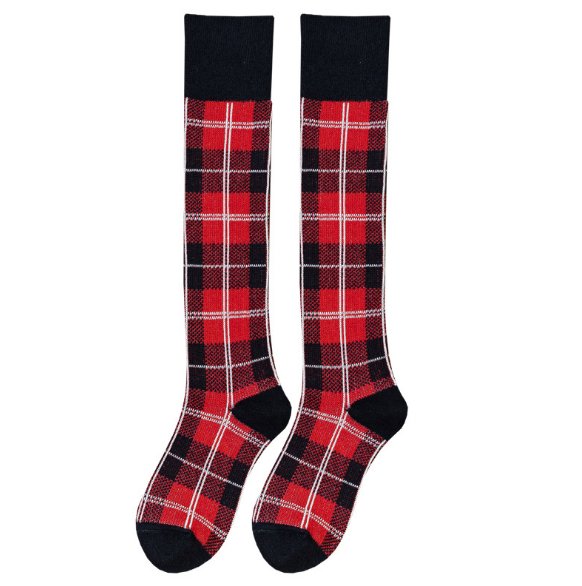 Custom Fashion Checked Winter Socks Women Middle Tube Stocking Student Teen Girl Sock Long