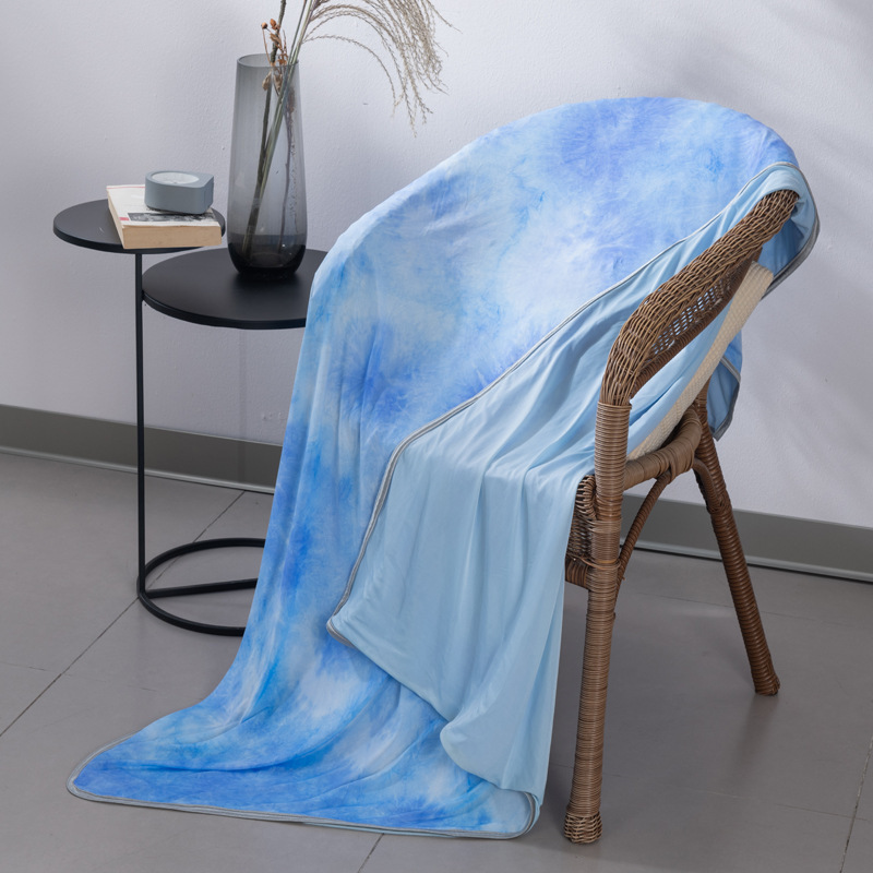 Summer Ice Silk Cooling Blanket Soft Comfort Microfiber Tie-dye Printed Body Cooling Blanket for Hot Sleepers