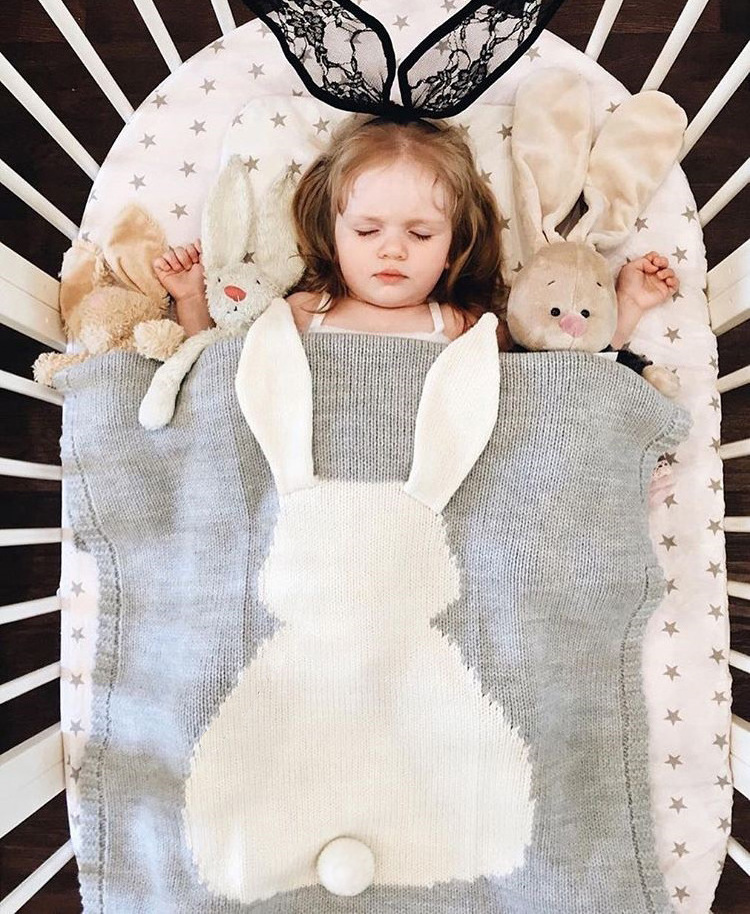 Baby Holding Blanket Newborn Knit Swaddle Wrap Swaddling Bunny Blankets Infant Stroller Crib Sleeping Quit For Babies Girls Boys