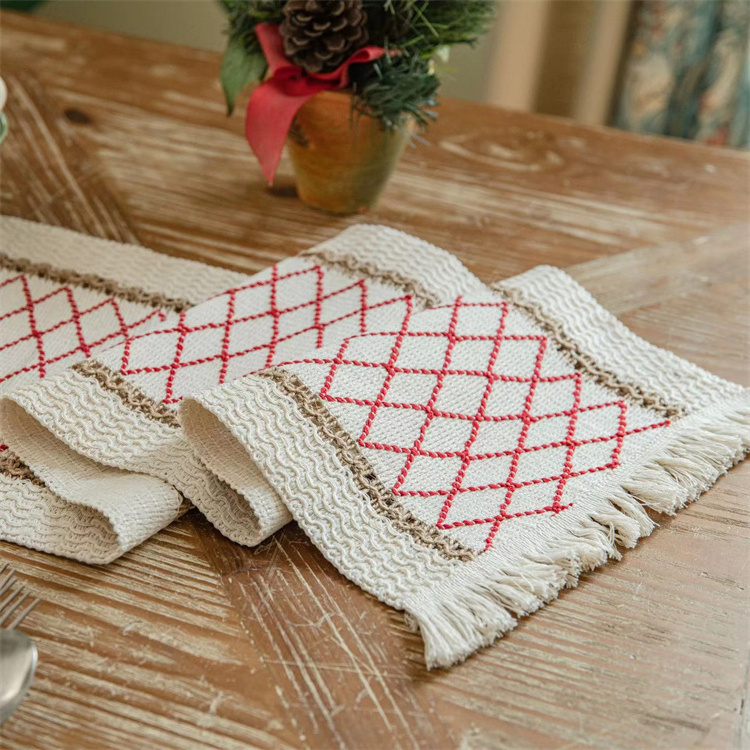 High Quality Heat-resistant Cotton Linen Fabric Bohemia Table Runner for Home Decoration