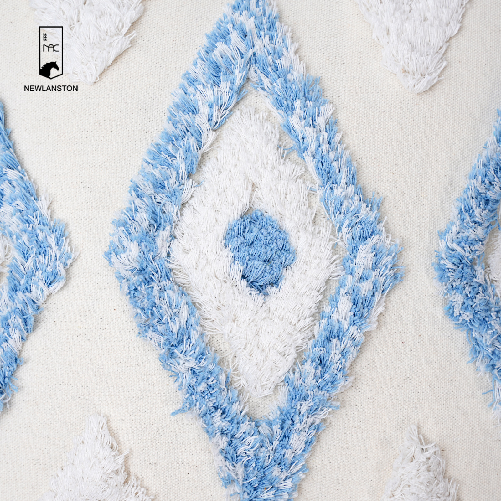 45x45 Sky Blue Moroccan Tassel Tufted Geometry Cushion Cover Boho Embroidery Wave Point Decorative Throw Case Home Sofa Decor