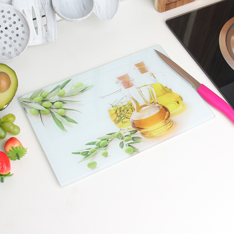 Customized Personalization Kitchen Rectangle Sublimation Heat Press Printed Chopping Tempered Glass Cutting Board