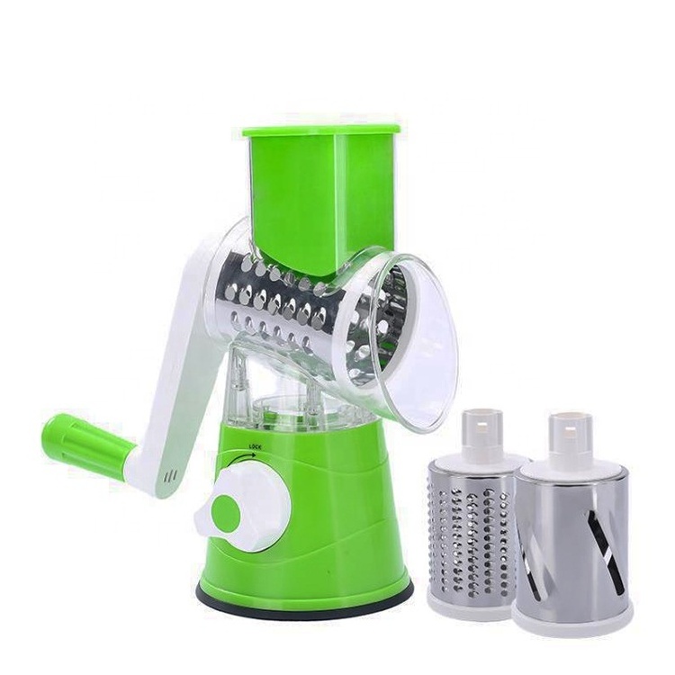 Hot Sale Vegetable Slicer 3 in 1 Fruit and Cheese Chopper Veggie Rotary Drum Grater with Stainless Steel Blades