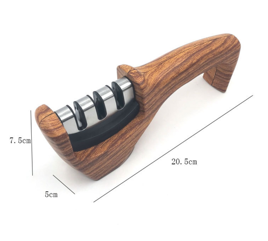 Wood Grain Manual Three-Slot Knife Sharpener Kitchen Tool Accessories Gadgets kitchen knife grinder