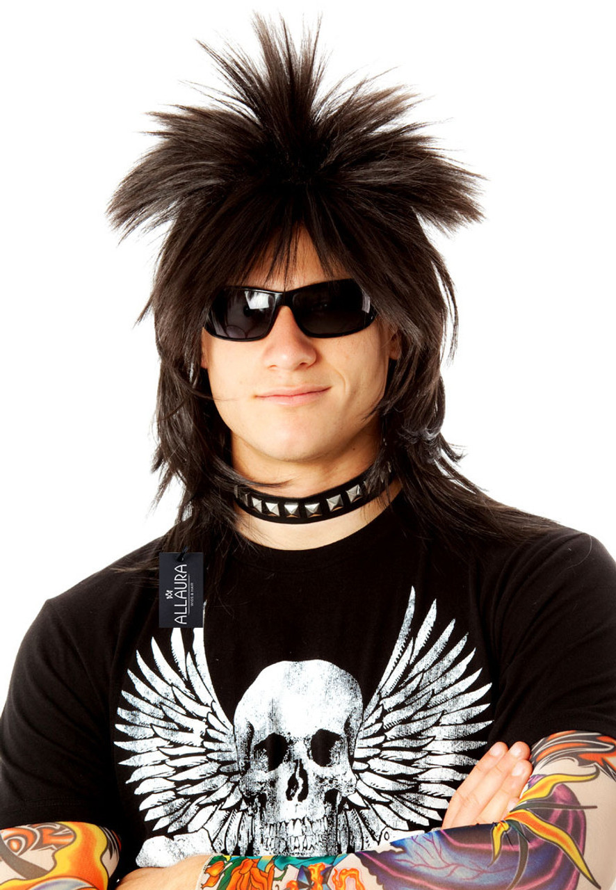 High Quality Black 80'S Spiky Punk Mullet Costume Wig - Unisex