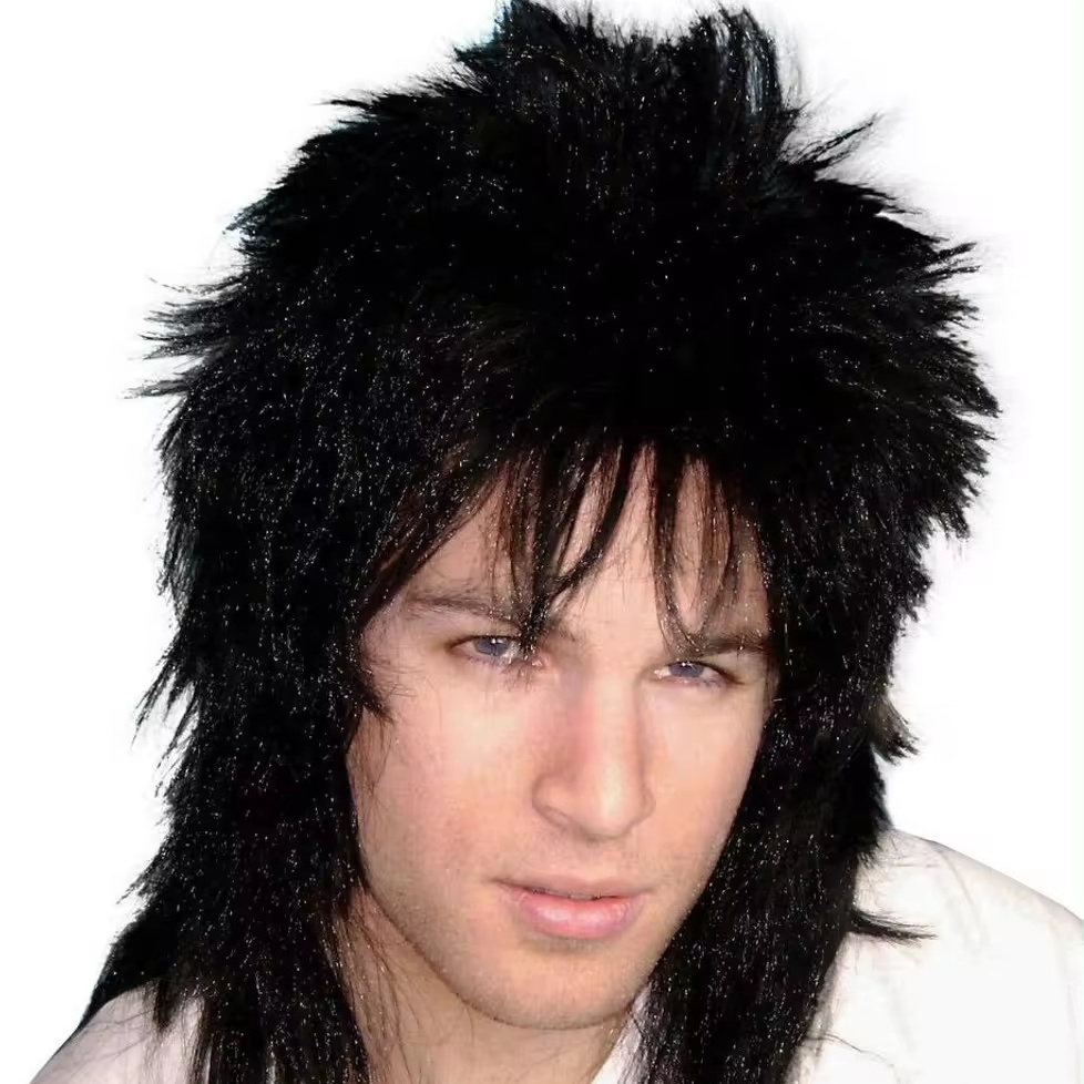 80'S Black Spiky Mullet Costume Wig