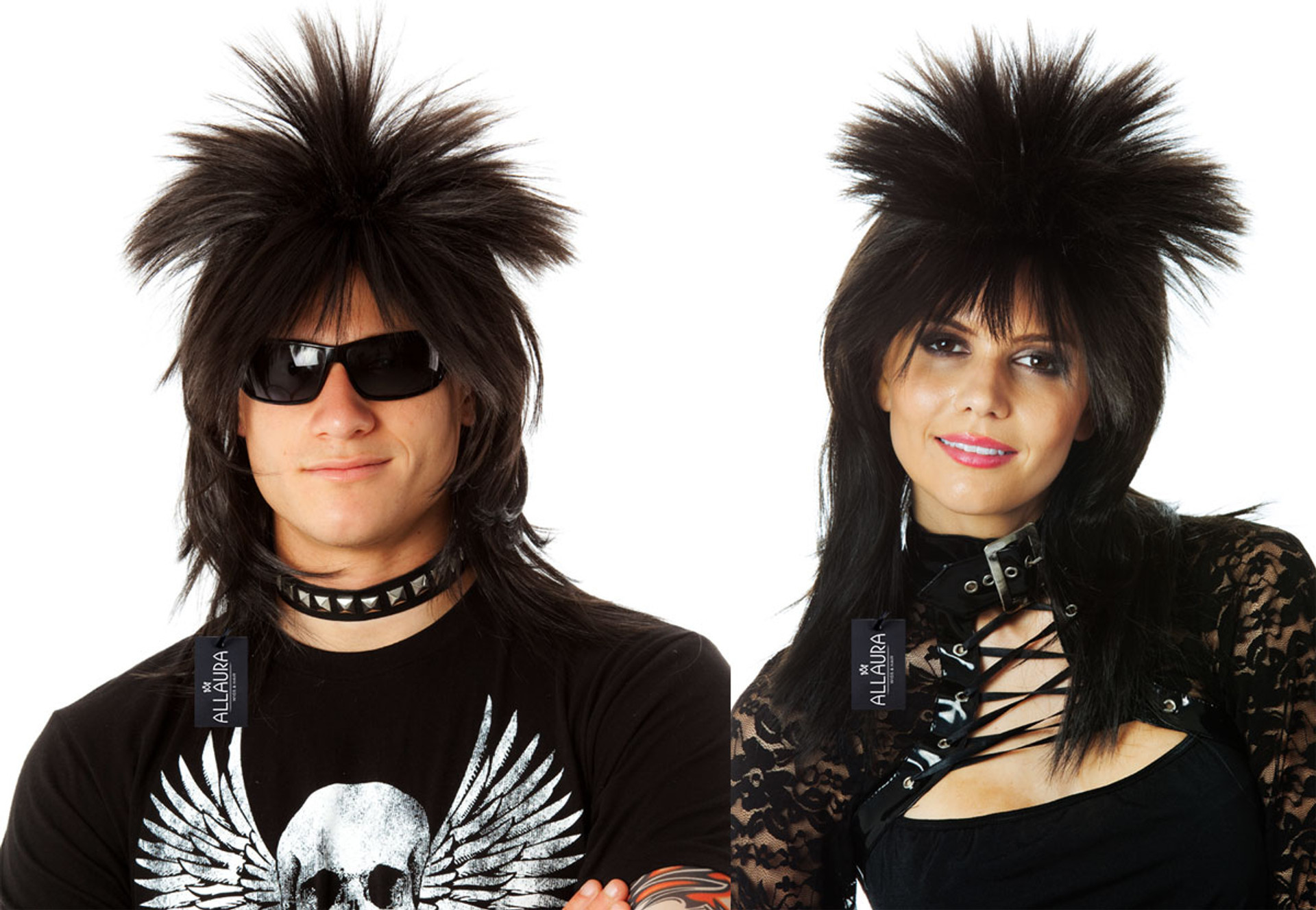 High Quality Black 80'S Spiky Punk Mullet Costume Wig - Unisex