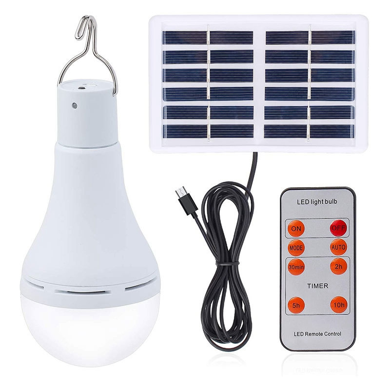 7W 9W Lighting Sensor Solar Powered Light Led Bulb with Remote Timer