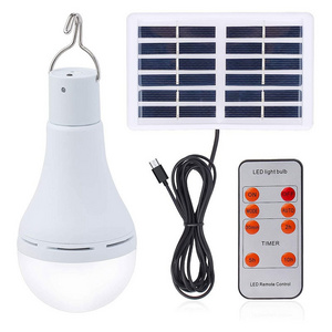 7W 9W Lighting Sensor Solar Powered Light Led Bulb with Remote Timer