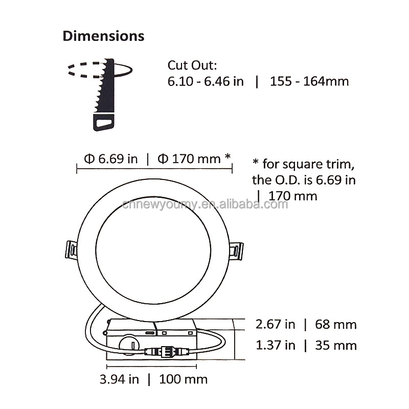 4inch 12W 5CCT Ultra-Thin LED Recessed Ceiling Light With Night Light  Junction Box Slim Panel Light