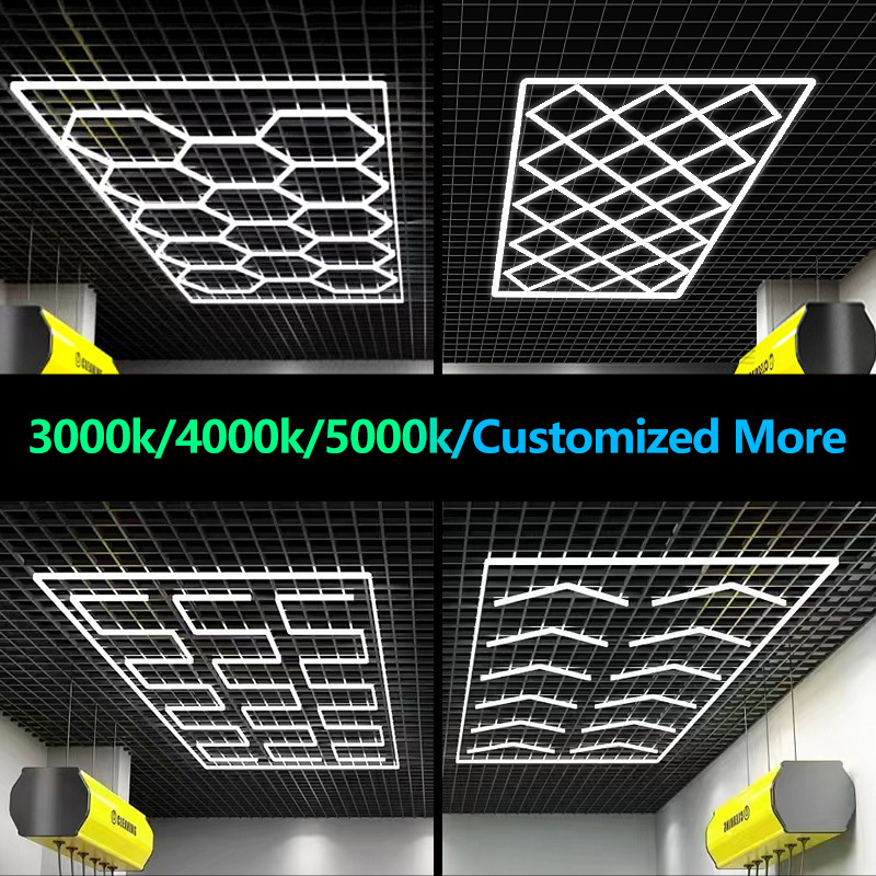 Auto Car Detailing Work Light Bar Car Wash Station 110V 220V Garage Ceiling Hexagonal Led Lights