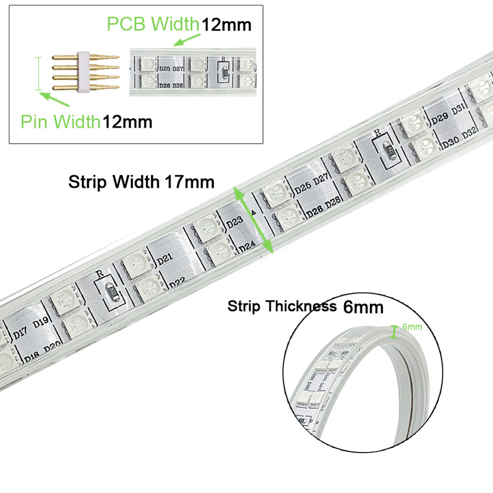 220V 110V 5050 double row RGB Color LED Strip 50m 100m roll IP65 Waterproof  ribbon lighting