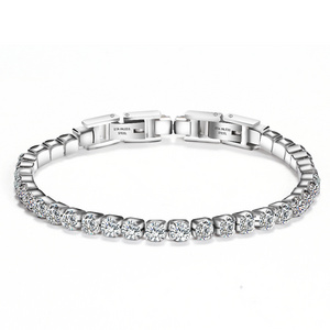 2024 Fashion Tennis Bracelet 3mm Square Cut Tennis Bracelet Clear CZ Stone Stainless Steel 18k Gold Plating Women Jewelry