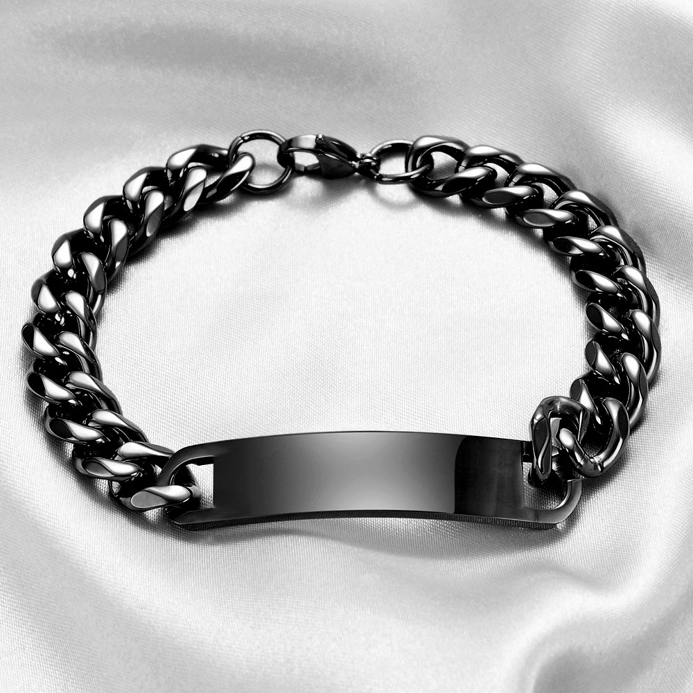 Custom Cuban Chain Bracelet Fashion Luxury Inspirational Wrist Engraving Jewelry Stainless Steel Bracelet Gilded Simple Bracelet