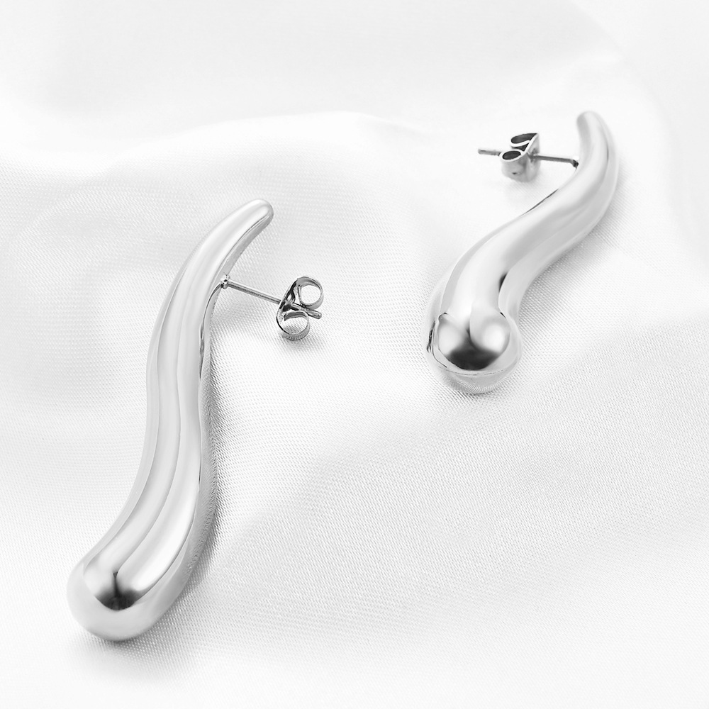 New Water Resistant Luxury Earrings Stainless Steel 18K Women Statement Big Hoop Earrings Stainless Steel