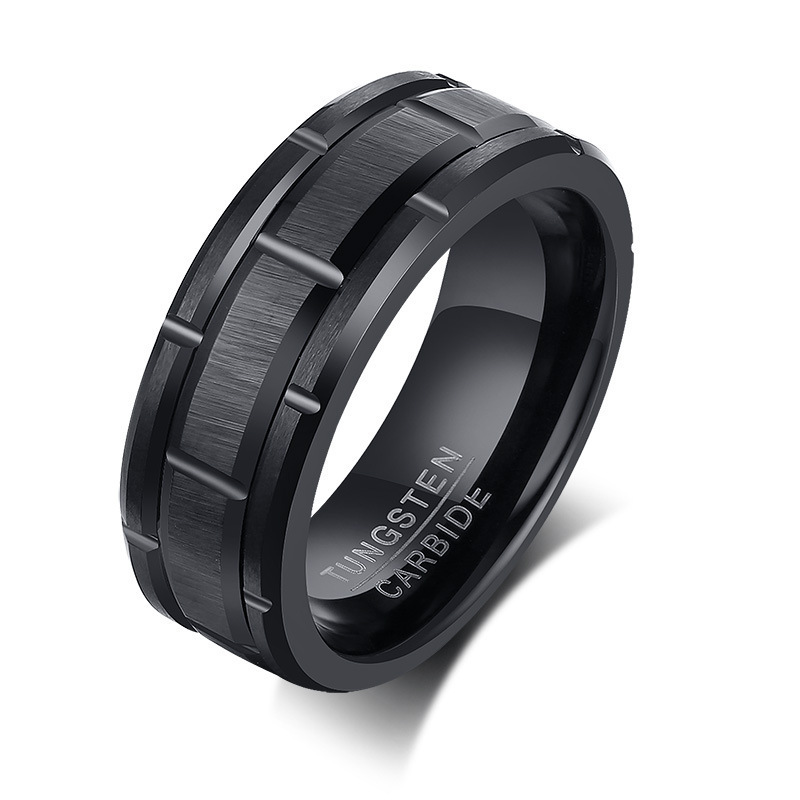 Designer Tungsten Carbide Rings Fashionable Hip hop Men's Rings Jewelry Black Men's Tire Tire Grooved Ring