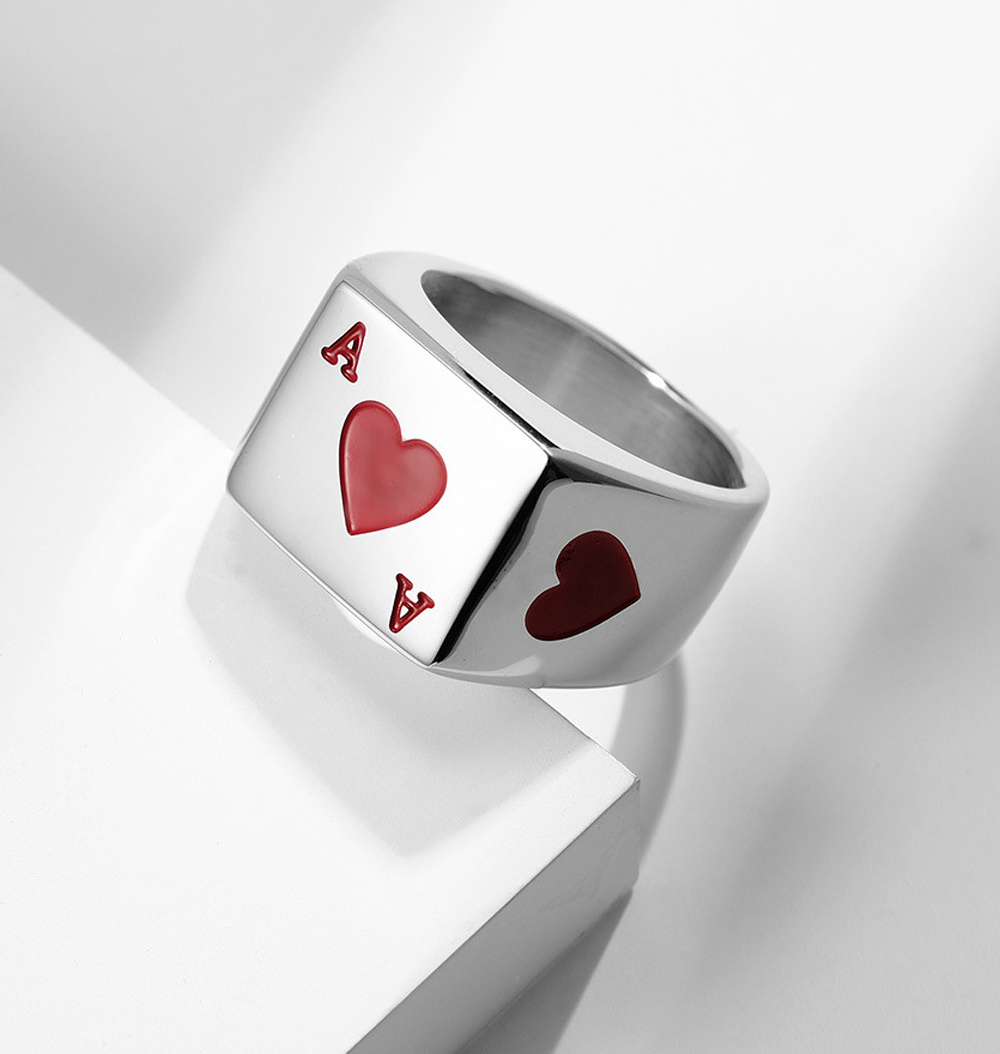 Fine Fashion Stainless Steel Rings Cool Jewelry Lucky Spades A Playing Card Ring for women men