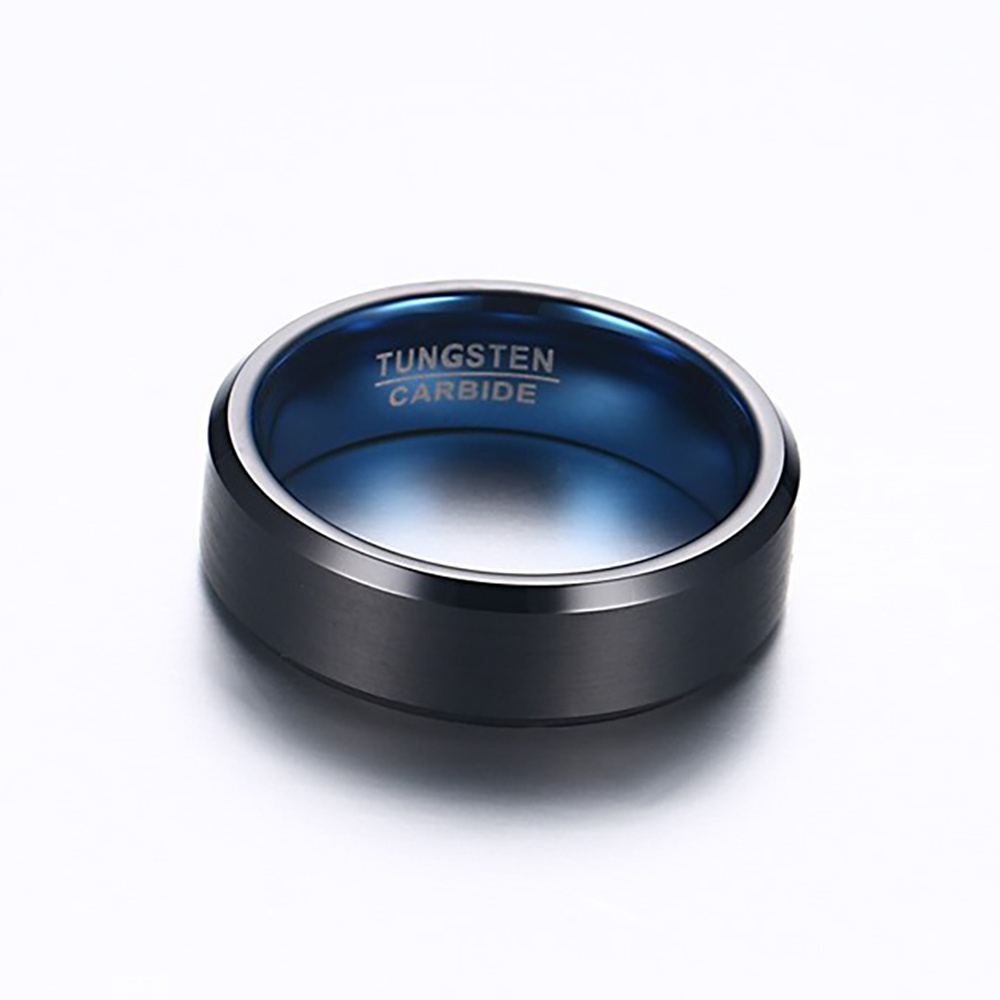 Fashion tungsten Carbide Jewelry Wholesale 6MM Inner Ring Blue Black Plated Tungsten Steel Rings for Men