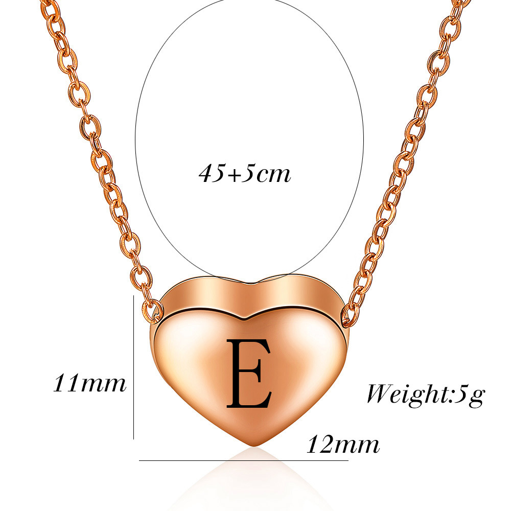 Romantic Heart Pendants Necklaces Women Jewelry 316L Stainless Steel 26 Letters Initial Necklace Rose Gold Chain