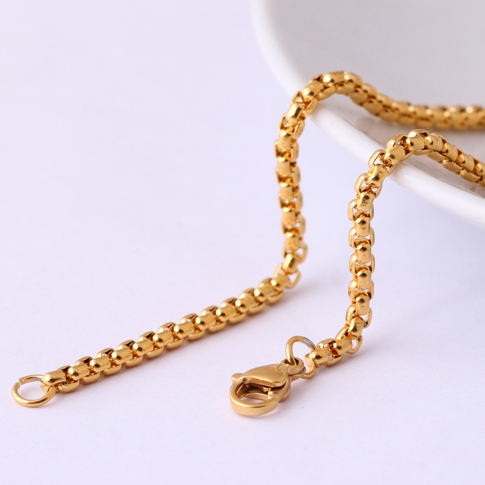 50cm/ 55cm/ 60cm 18K Gold Plated Stainless Steel Chain Men Necklace Jewelry Chain