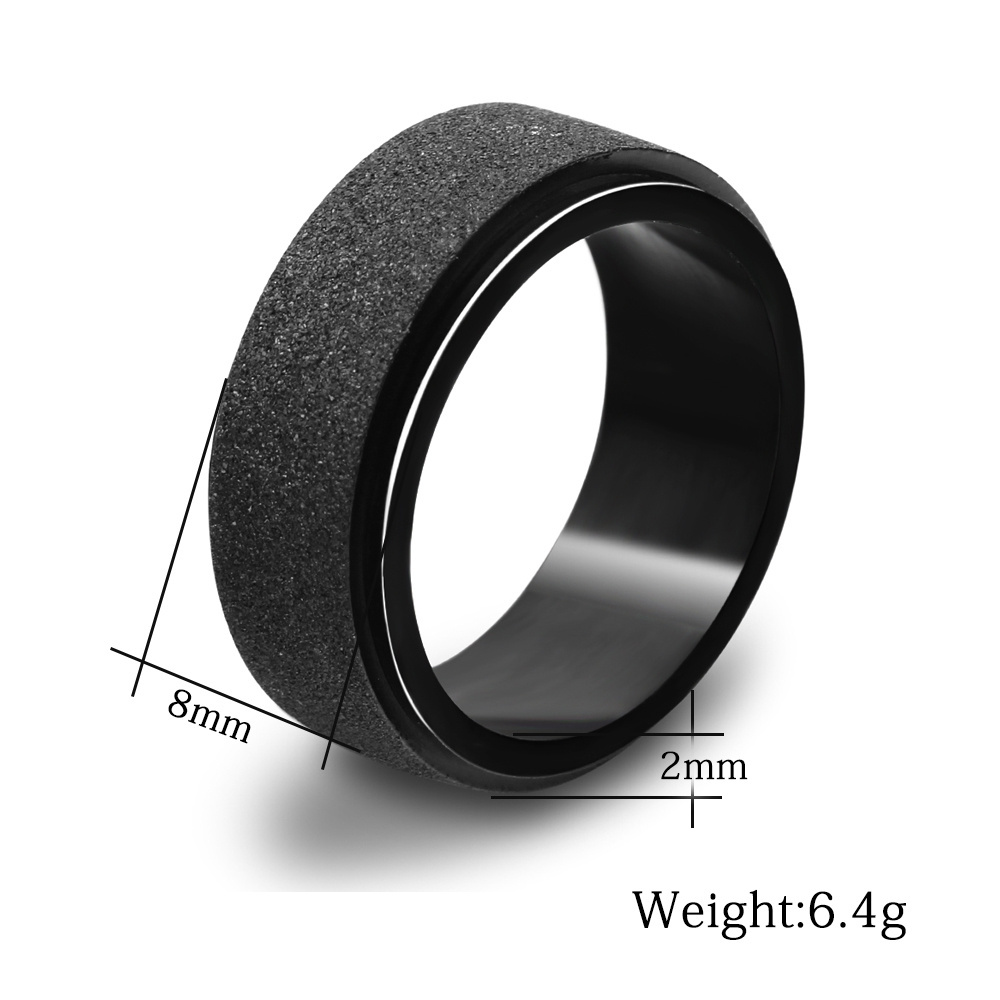 Retro Spinner Ring Jewely Stock Wholesale 8mm Stainless Steel Ring Mens Black Band Matte Rings OEM/ODM