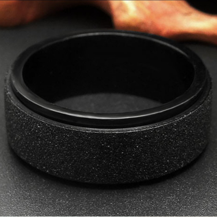 Retro Spinner Ring Jewely Stock Wholesale 8mm Stainless Steel Ring Mens Black Band Matte Rings OEM/ODM