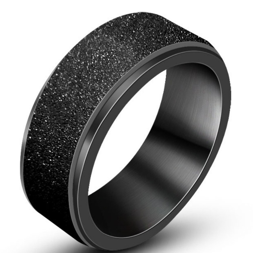 Retro Spinner Ring Jewely Stock Wholesale 8mm Stainless Steel Ring Mens Black Band Matte Rings OEM/ODM