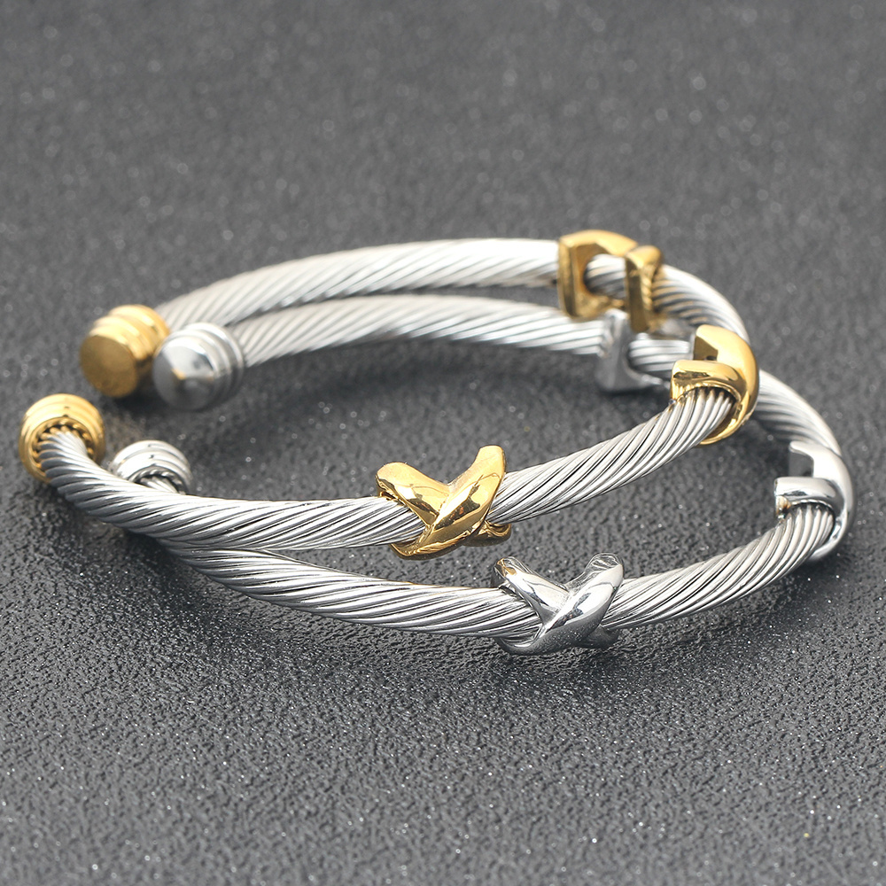 2024 Women open cuff bracelet plated gold cuff bracelet women jewelry silver stainless steel cuff bangle bracelet