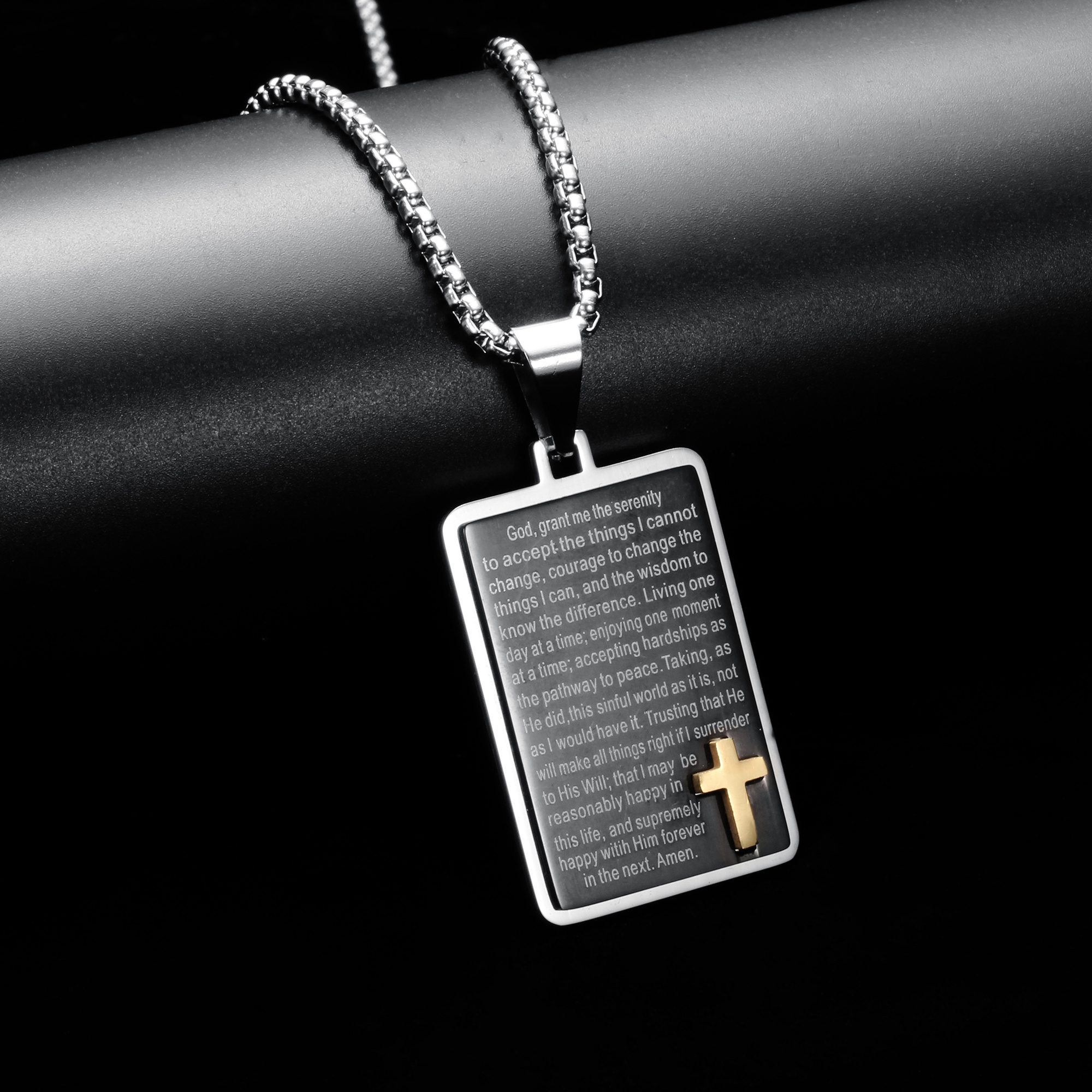 2024 Year Bible Men Necklace Male Stainless Steel Cross Pendant Christmas Gift Christian Jewelry Trending