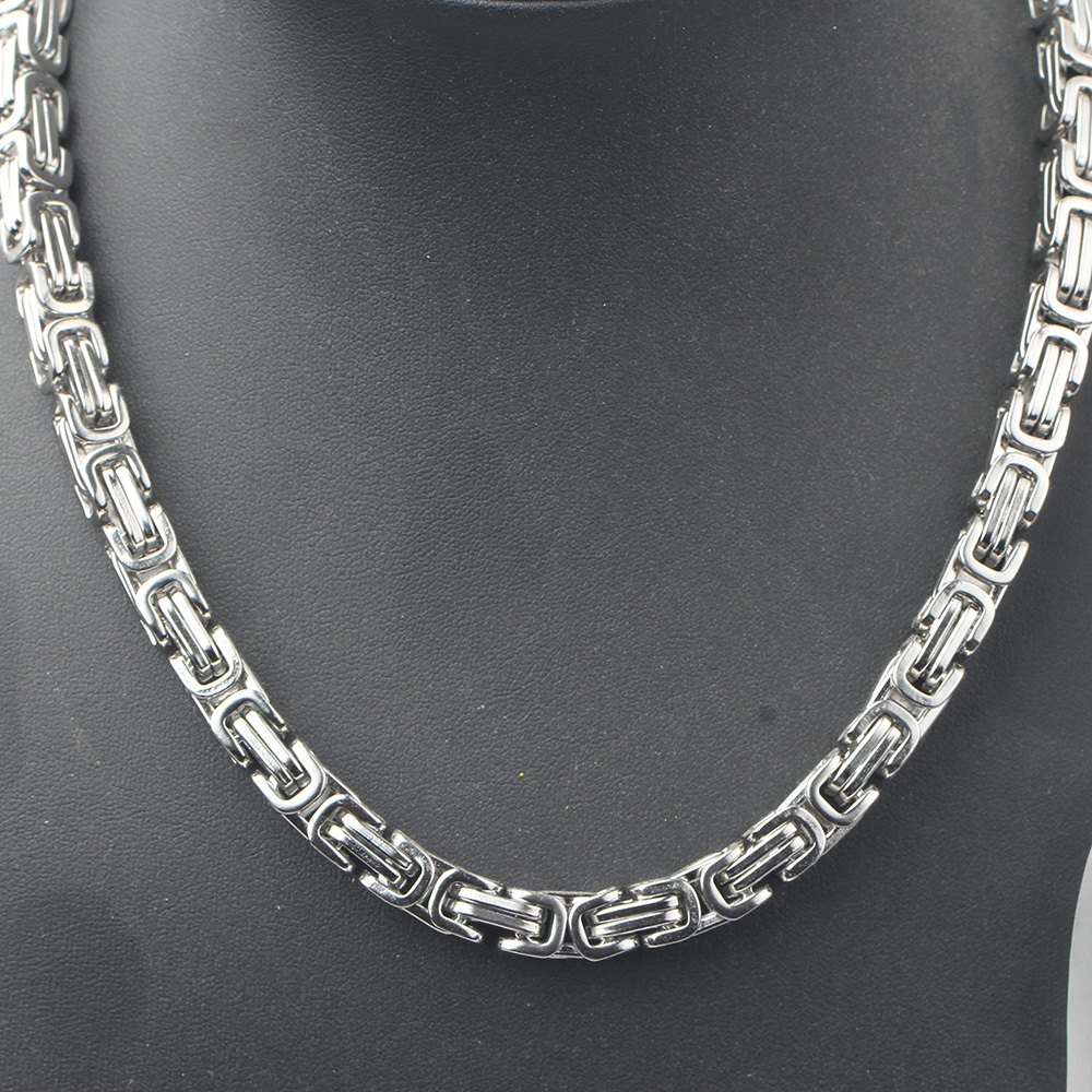 Men Byzantine Necklaces Fashion New Stainless Steel 56cm Long 8MM Width Jewelry Link Chains