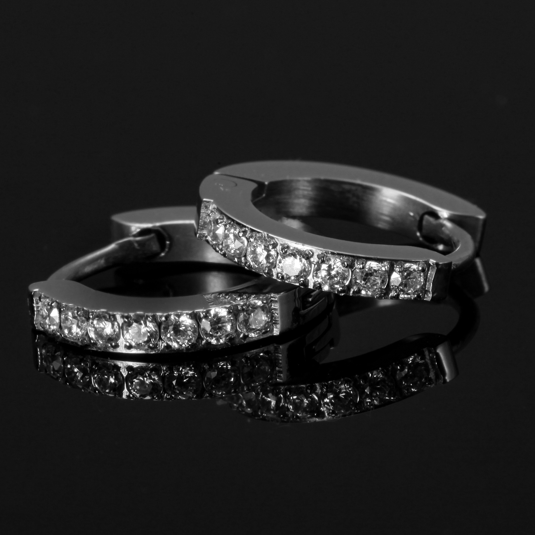 Two Color 316L Stainless Steel Zircon Hoop Earrings For Women wholesale Wedding Jewelry