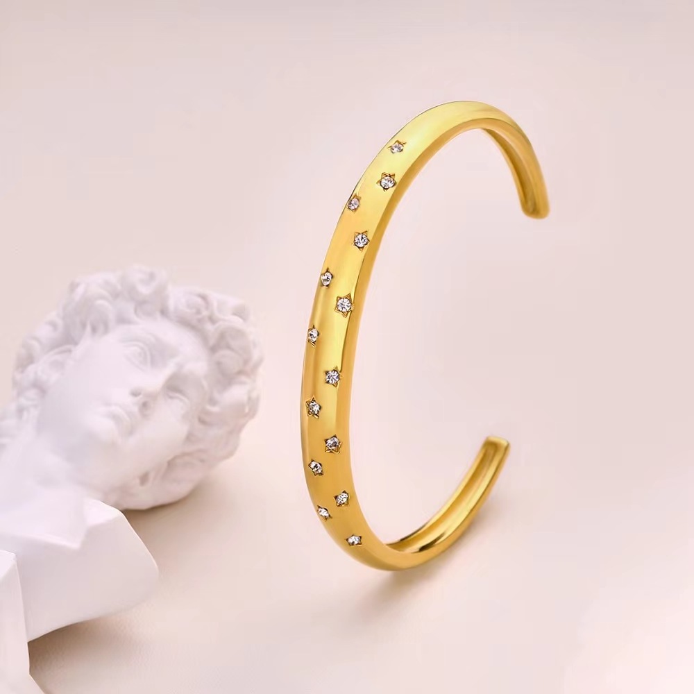 2024 Trendy Bracelet High Quality 18K Gold Plated Stainless Steel Waterpoof Jewelry Zircon Bangle Crystal Bracelets for women