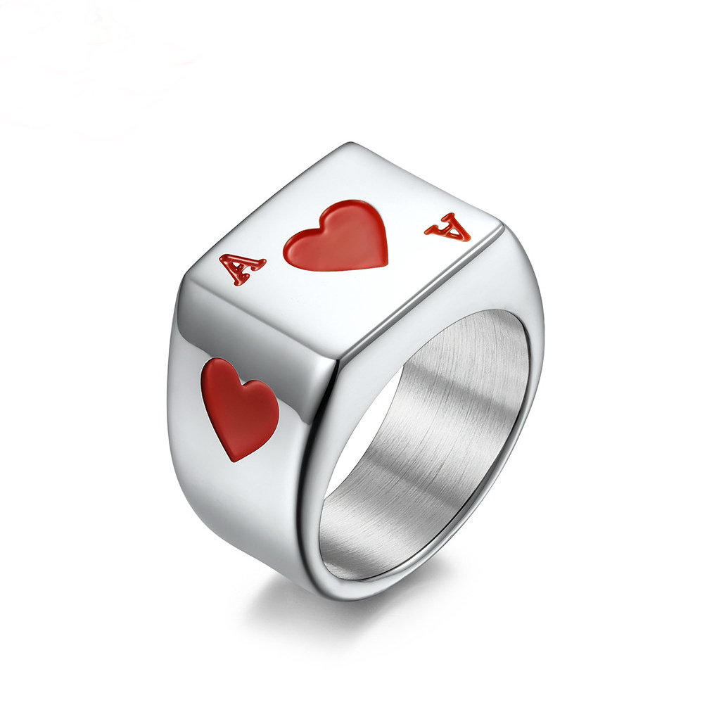 Fine Fashion Stainless Steel Rings Cool Jewelry Lucky Spades A Playing Card Ring for women men