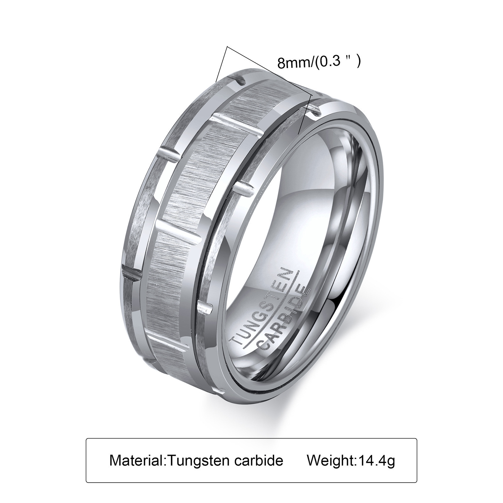 Designer Tungsten Carbide Rings Fashionable Hip hop Men's Rings Jewelry Black Men's Tire Tire Grooved Ring