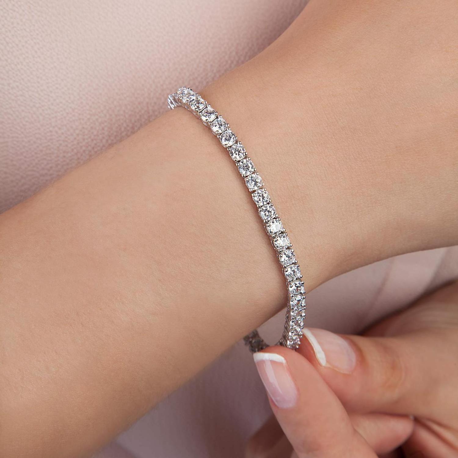 Wholesale Tennis Bracelet 18K Gold Plated Cubic Crystal Zircon Stainless Steel Adjustable Extender Women Jewelry CZ Bracelet