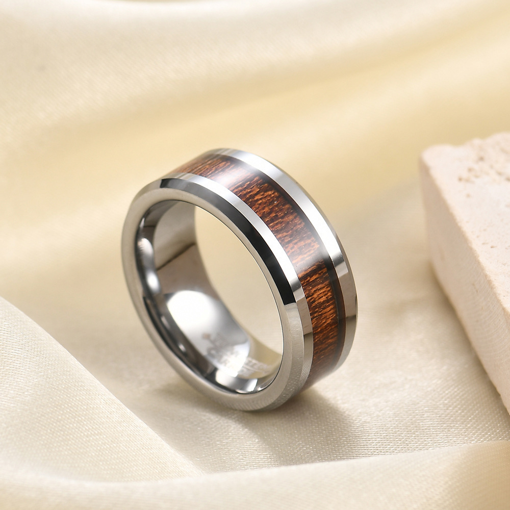 Fine tungsten carbide men rings jewelry factory fashion real simulated wood grain party jewelry rings for men rings