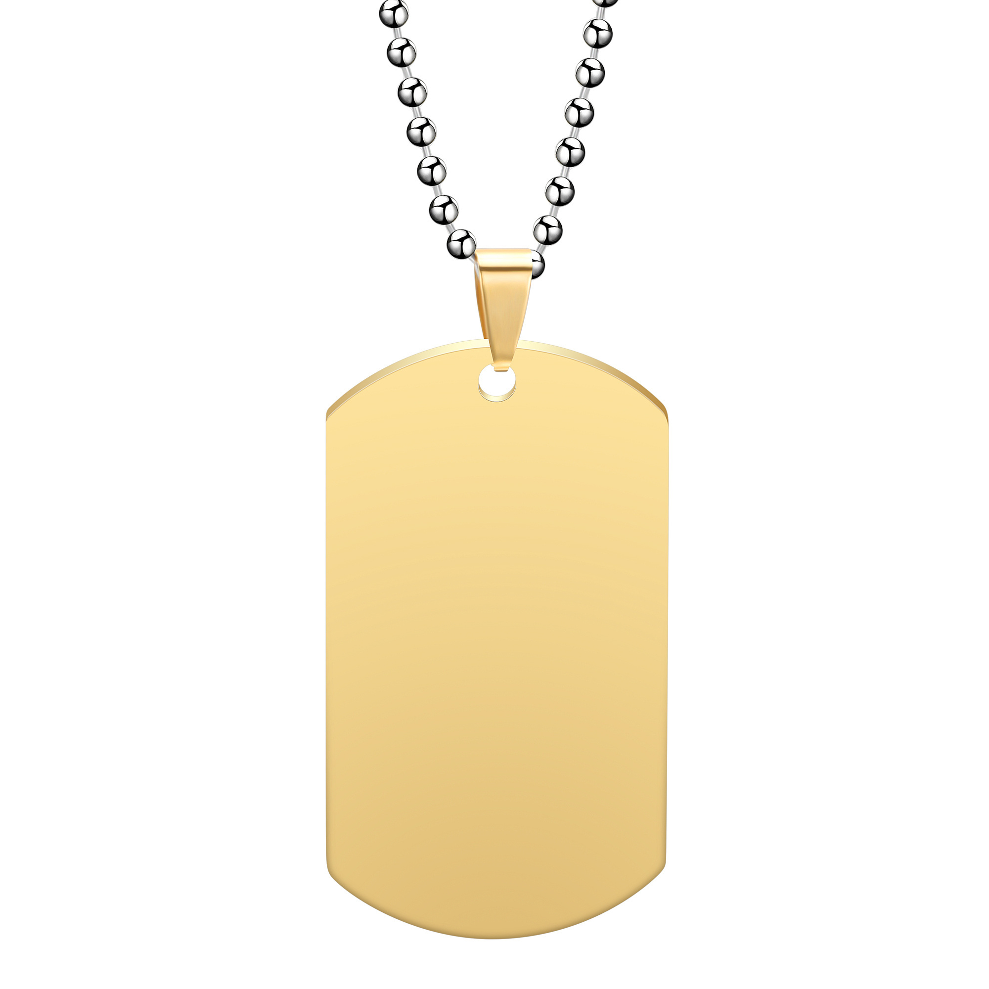 Gold Plated Stainless Steel Blank Engraved Dog DIY Pendent Men Necklace