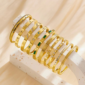 2024 Trendy Bracelet High Quality 18K Gold Plated Stainless Steel Waterpoof Jewelry Zircon Bangle Crystal Bracelets for women