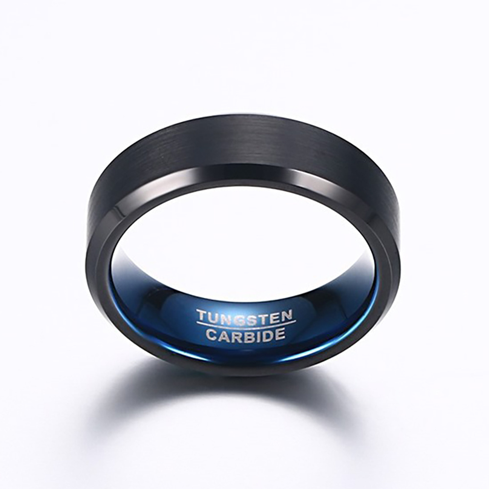 Fashion tungsten Carbide Jewelry Wholesale 6MM Inner Ring Blue Black Plated Tungsten Steel Rings for Men