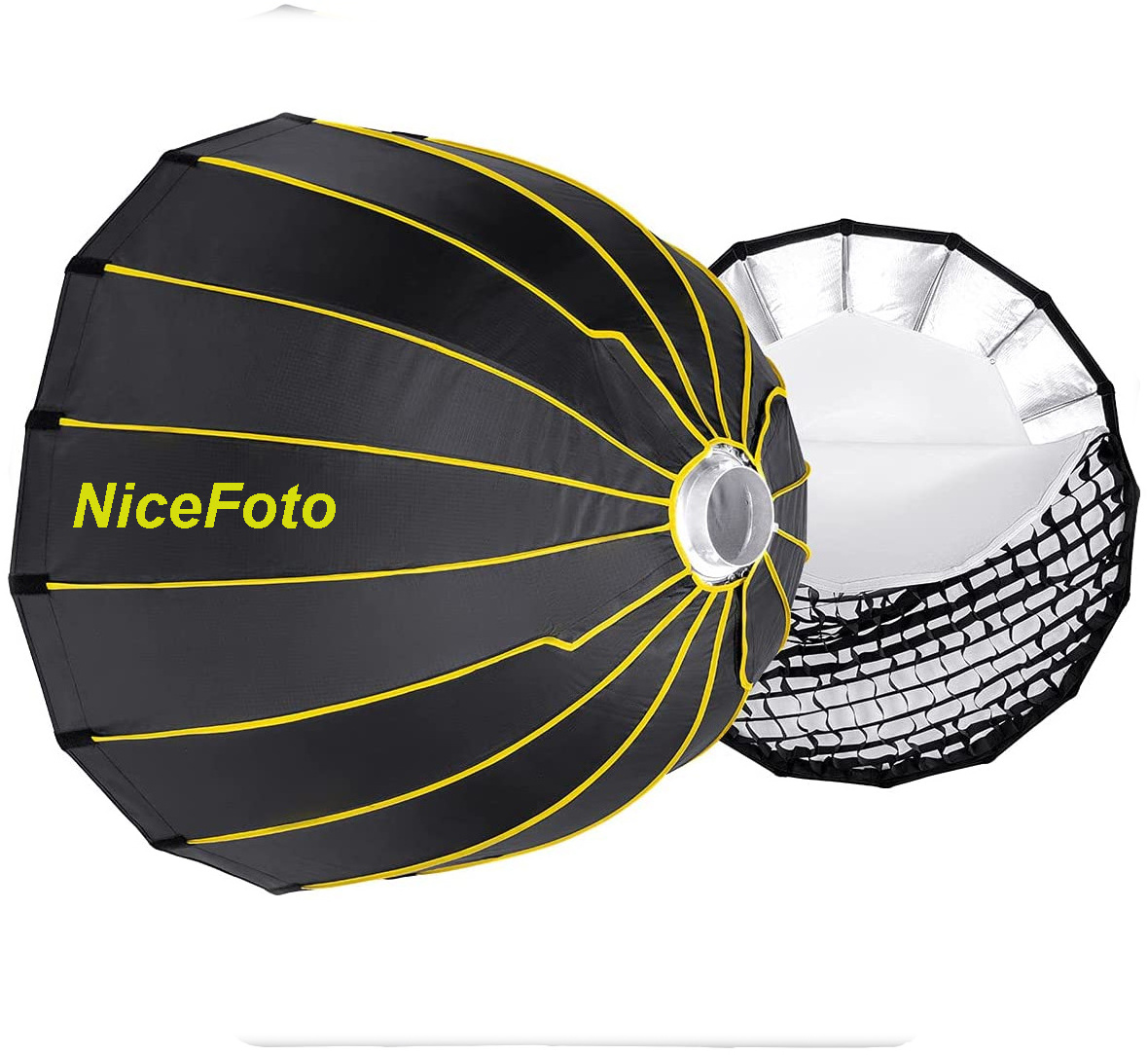 NiceFoto LED-90cm Parabolic softbox with grid Quick set-up deep softbox for LED light Umbrella frame softbox with grid