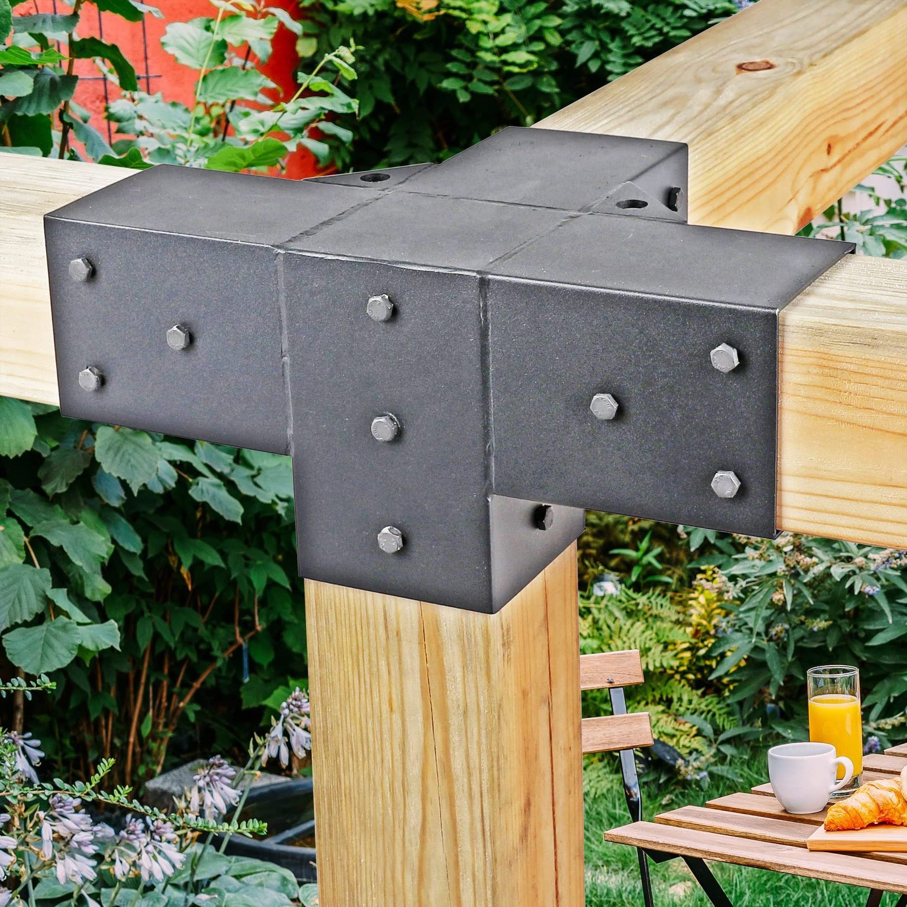 Outdoor Pergola Bracket 4X4 6X6 Angle connector Gazebo t DIY 4 way beam bracket corner